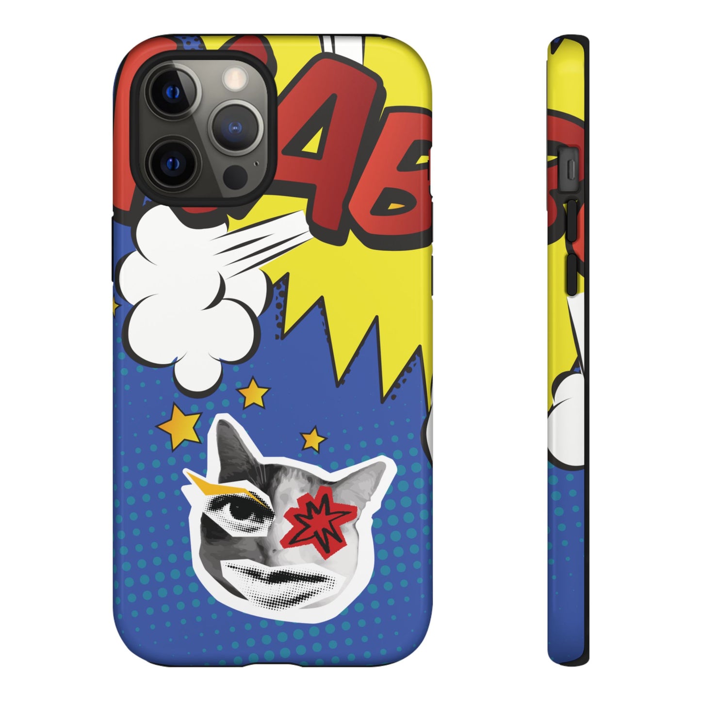 iPhone 12 Pro Max / Glossy Phone Case - Bold Blue Pop Art Cat Phone Case