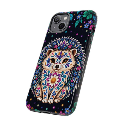 Vibrant Purple and Teal Calavera Hedgehog Phone Case - Multicolor Phone Case