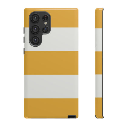 Samsung Galaxy S22 Ultra / Glossy Phone Case - Yellow & White Horizontal Stripe Pattern Phone Case