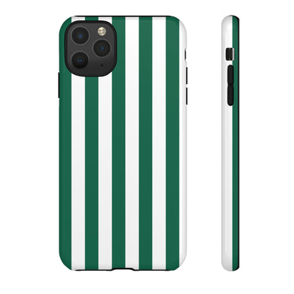 iPhone 11 Pro Max / Glossy Phone Case - Simple Green & White Stripe Pattern Phone Case