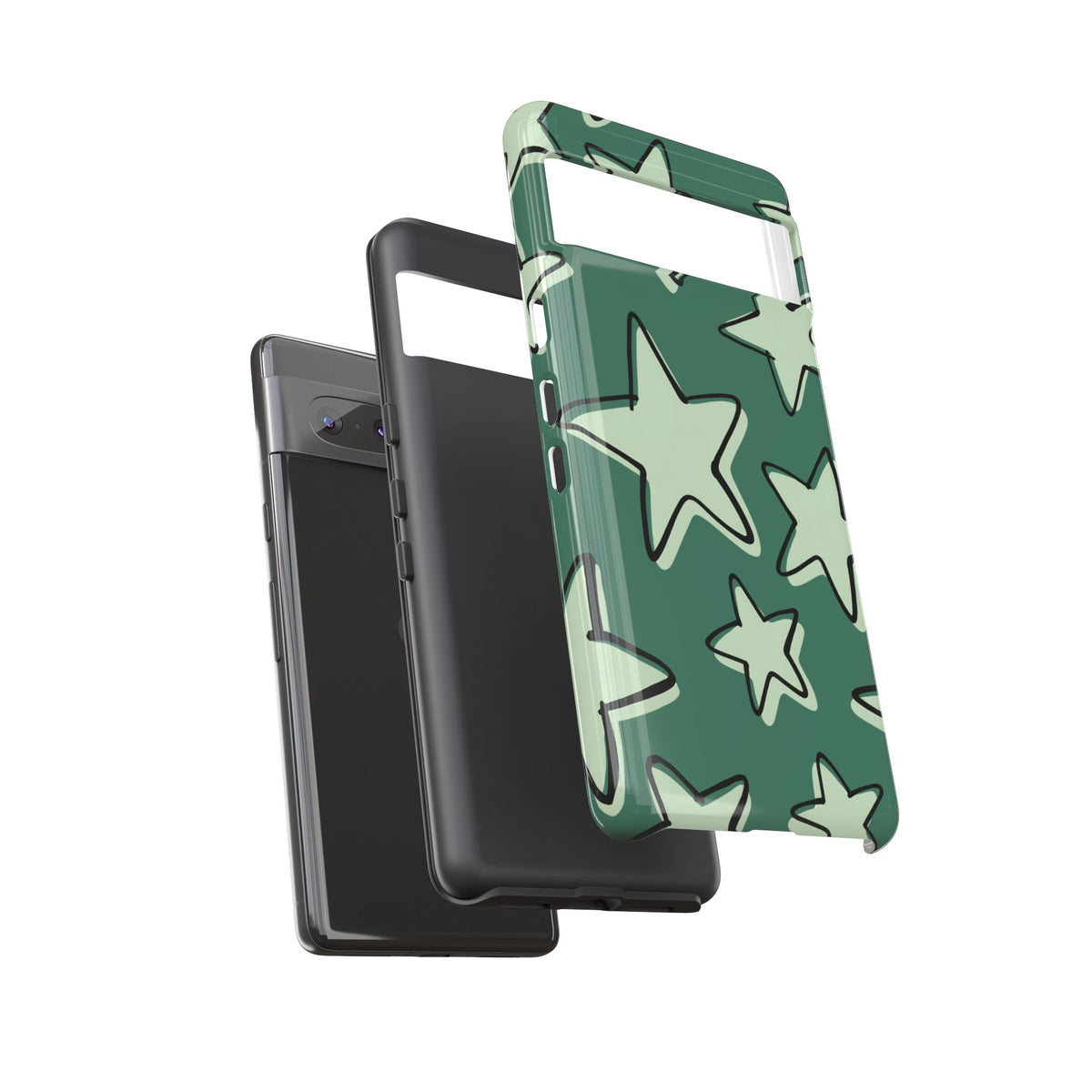 Forest Green Doodle Star Phone Case