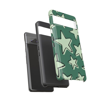 Forest Green Doodle Star Phone Case
