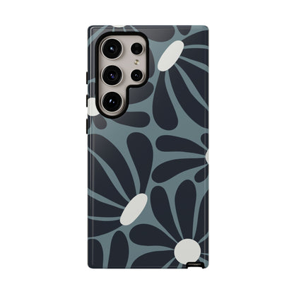Retro Navy Blue & White Daisy Pattern Phone Case - Blue Phone Case - Samsung Galaxy S24 Ultra / Glossy