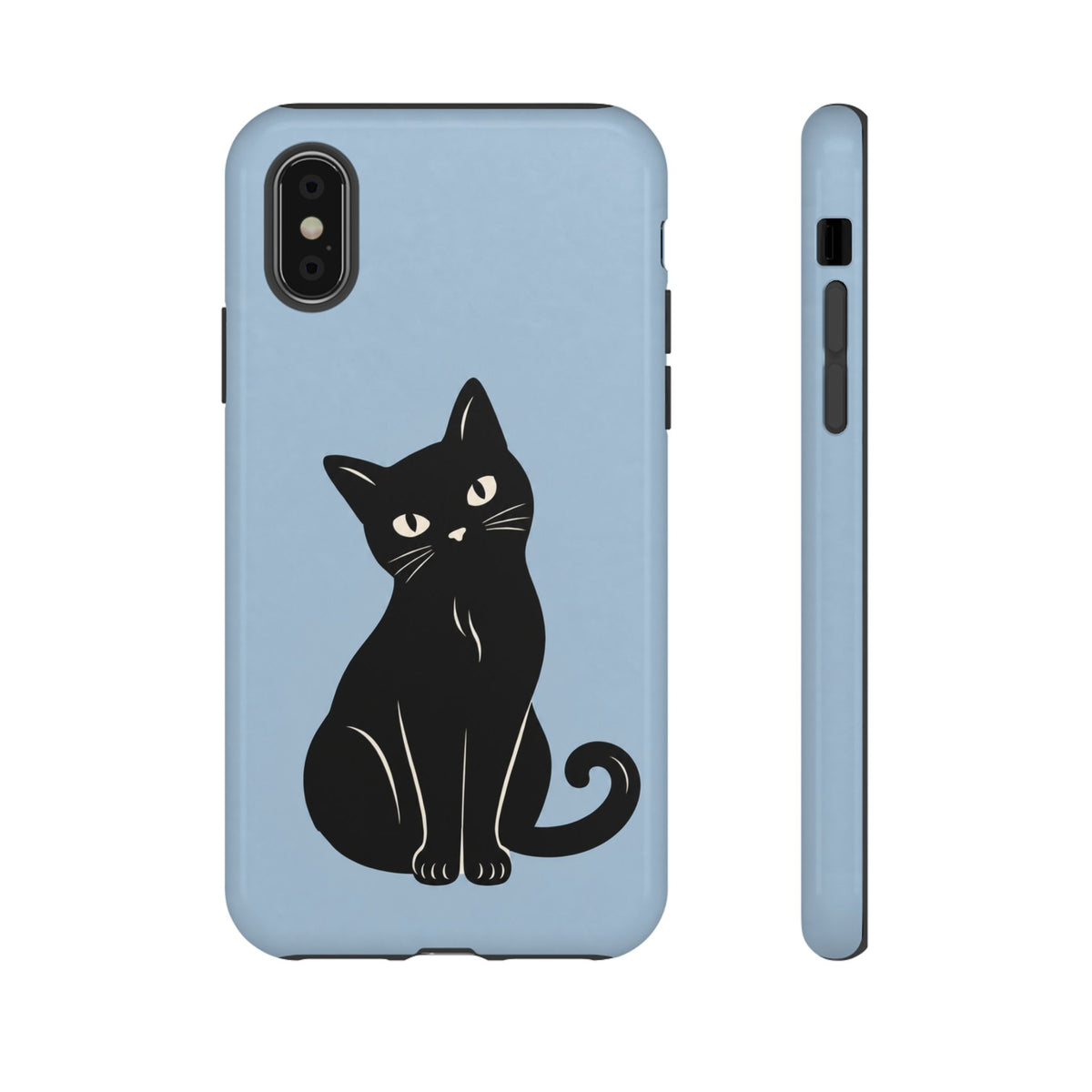 Minimalist Powder Blue & Black Cat Phone Case