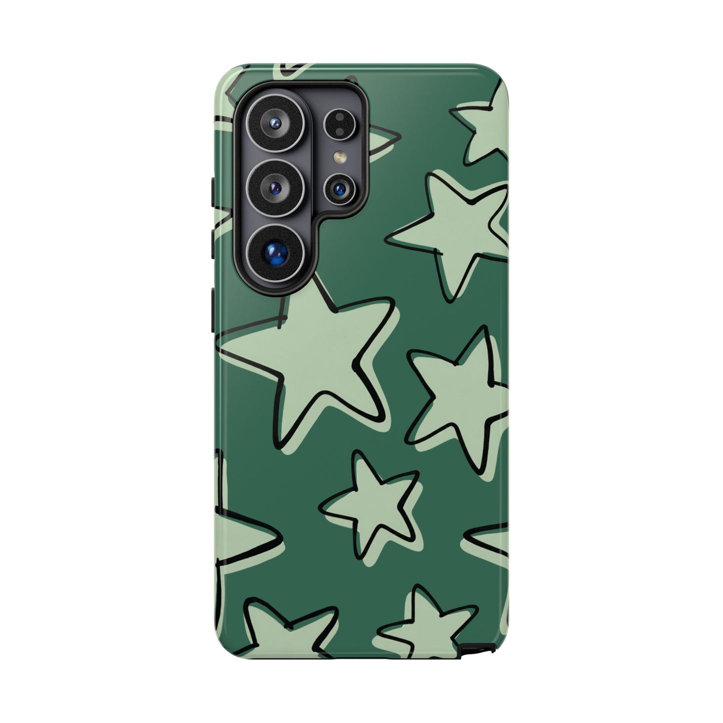 Forest Green Doodle Star Phone Case