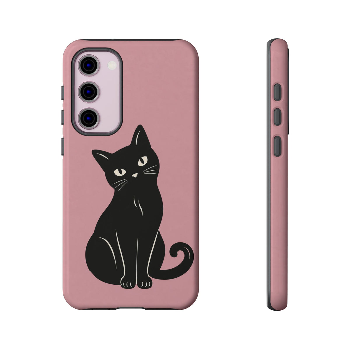 Minimalist Blush Pink & Black Cat Phone Case