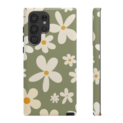 Chic Green Daisy Pattern Phone Case - Green Phone Case - Samsung Galaxy S22 Ultra / Glossy