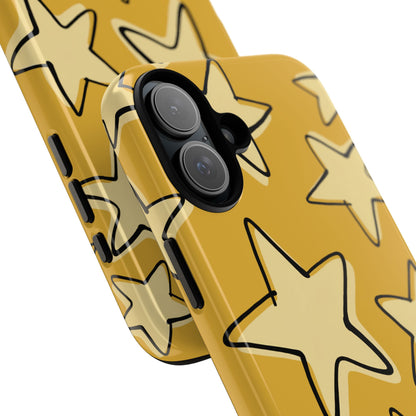 Golden Yellow Doodle Star Phone Case
