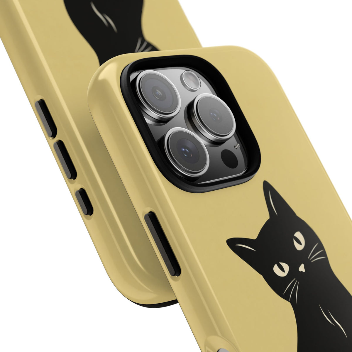 Minimalist Butter Yellow & Black Cat Phone Case