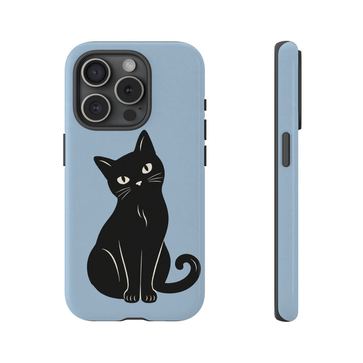 Minimalist Powder Blue & Black Cat Phone Case