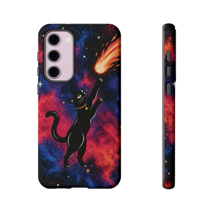 Whimsical Multicolour Celestial Black Cat Phone Case
