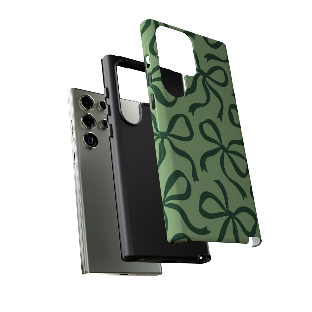 Bold Sage Green and Forest Green Bow Pattern Phone Case