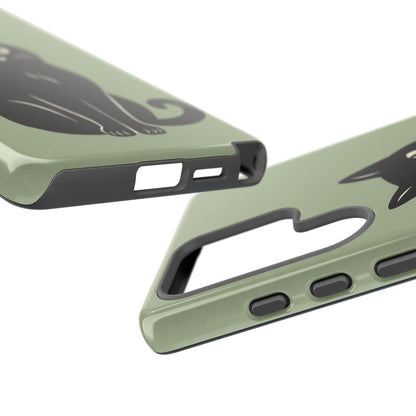 Minimalist Sage Green & Black Cat Phone Case