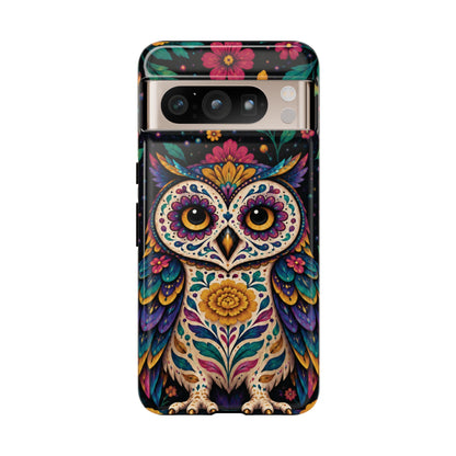 Vibrant Purple and Teal Calavera Owl Phone Case - Multicolor Phone Case - Google Pixel 8 Pro / Glossy