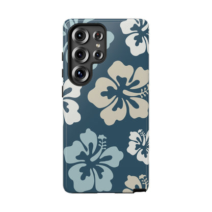 Samsung Galaxy S25 Ultra / Glossy Phone Case - ’Blue Hibiscus Retro Pattern #1’ Phone Case