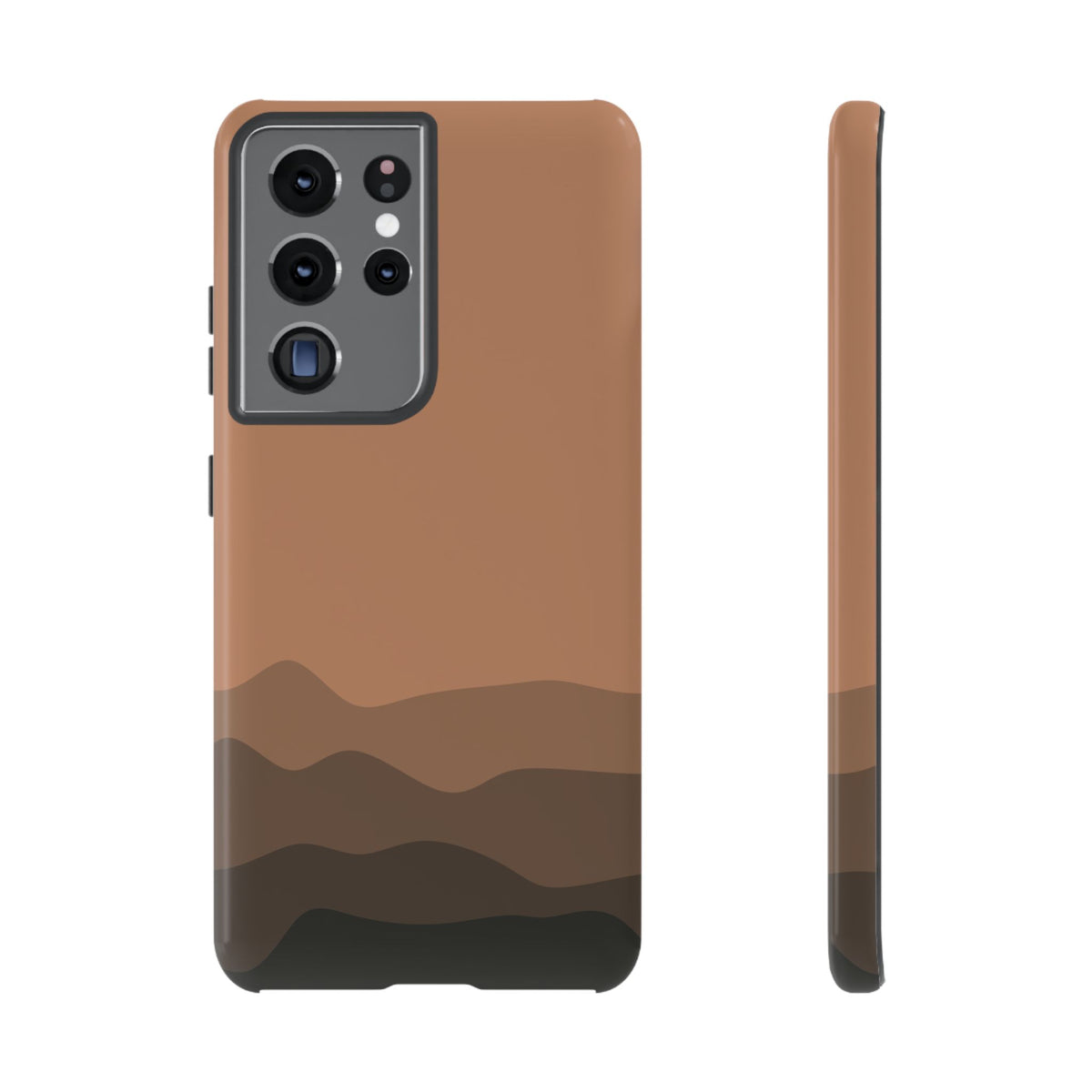 Brown Abstract Waves Protective Phone Case - Brown Phone Case - Samsung Galaxy S21 Ultra / Glossy