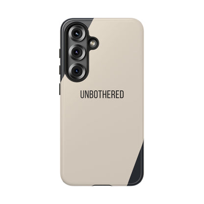 Samsung Galaxy S25 / Glossy Phone Case - Sassy Statement Case ’Unbothered’ in Beige & Charcoal