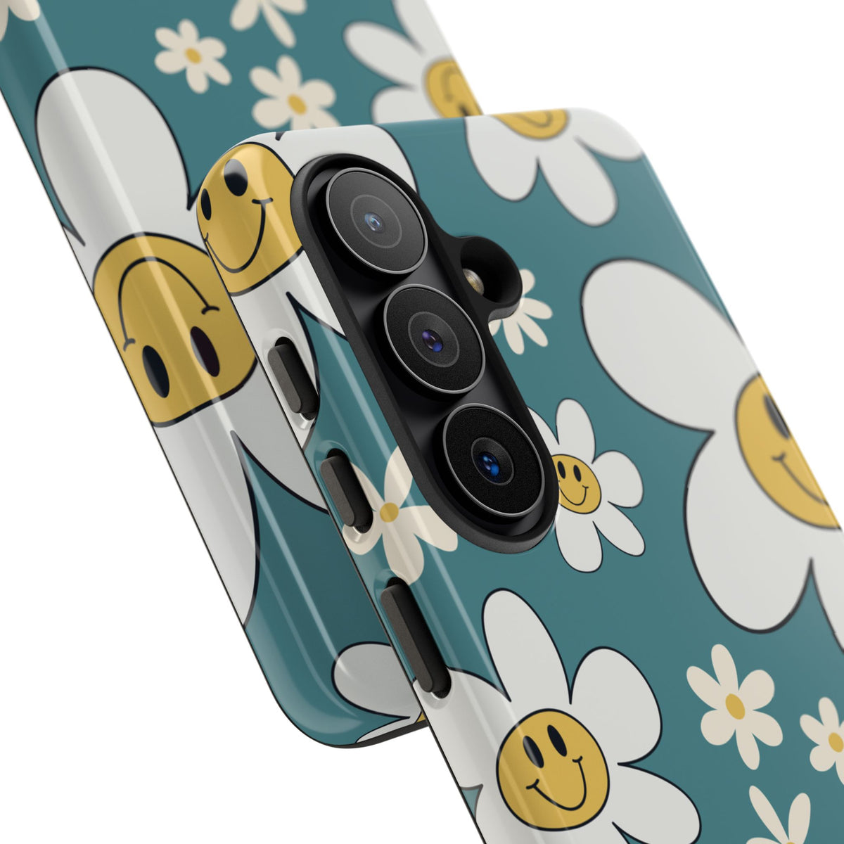 Fun Retro Daisy Pattern with Light Blue Background Phone Case - Blue Phone Case