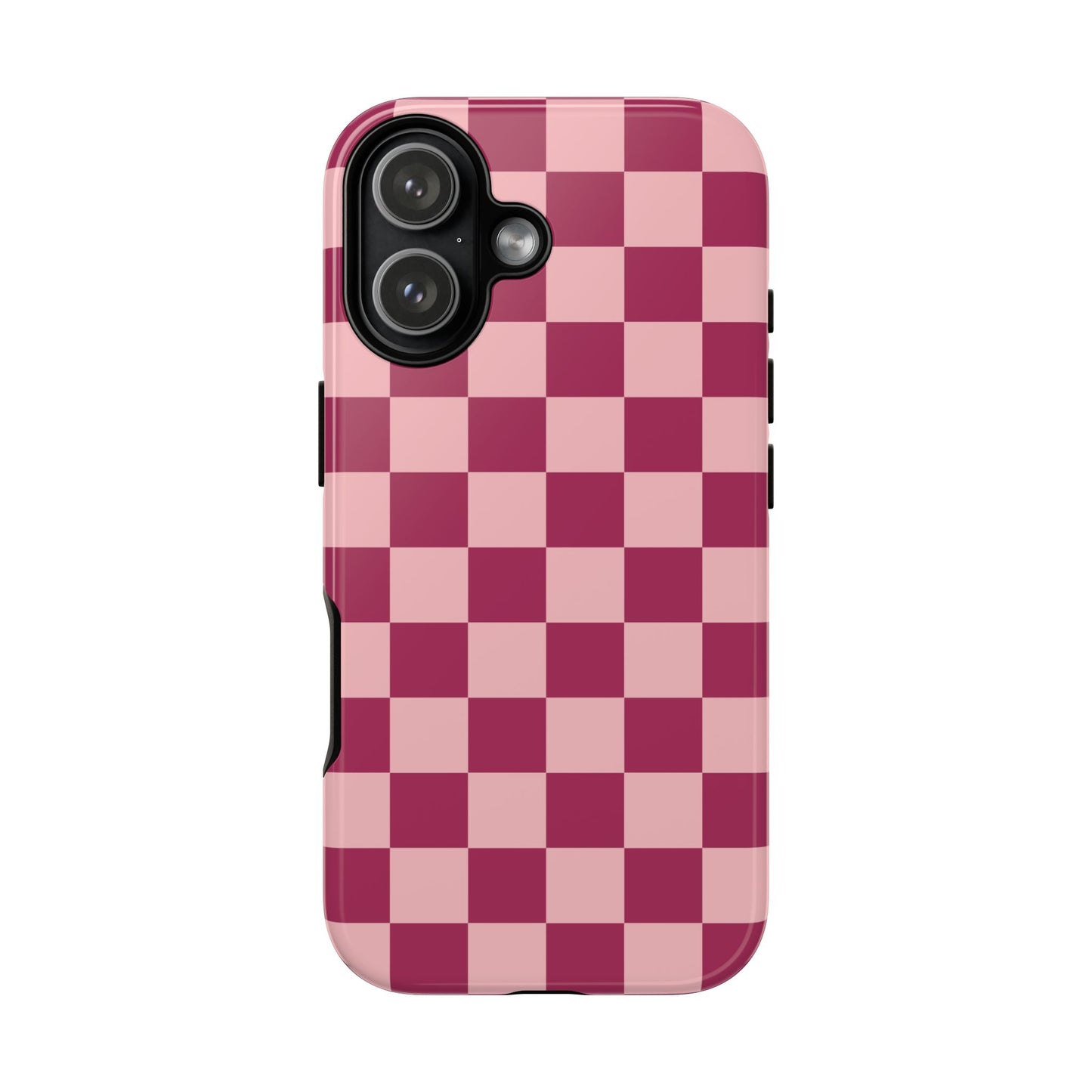 iPhone 17 / Glossy Phone Case - ’Pink Checkered Pattern’ Phone Case