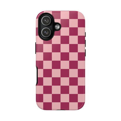 iPhone 17 / Glossy Phone Case - ’Pink Checkered Pattern’ Phone Case