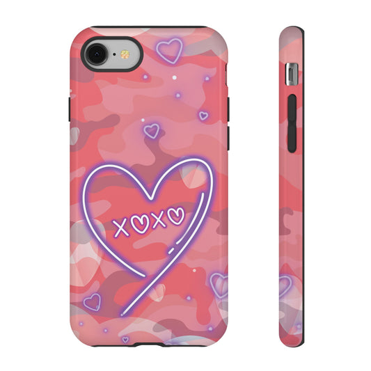 Love Heart Neon Camo Phone Case - Pink Phone Case - iPhone 8 / Glossy