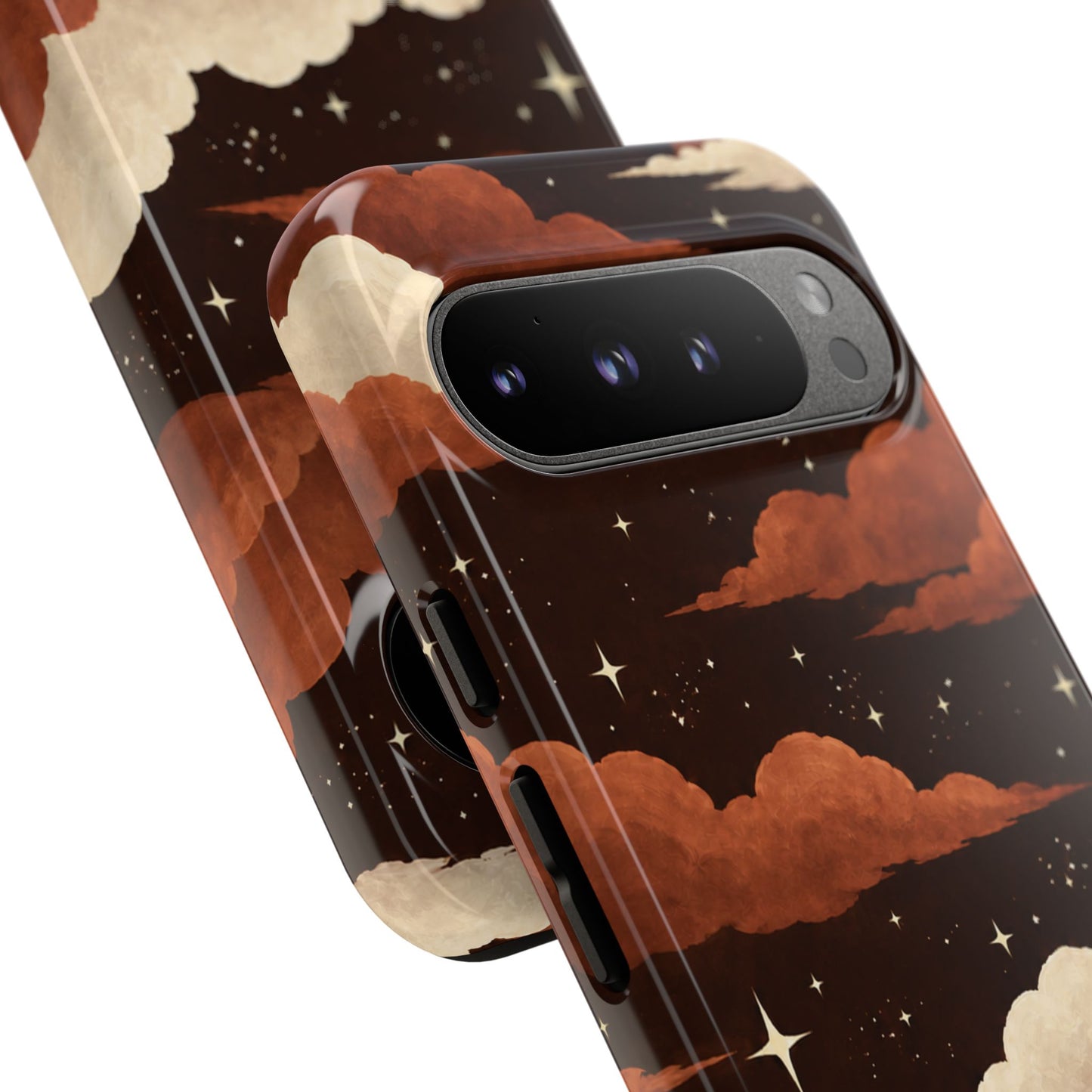 Illustrated Burnt Orange Clouds & Stars Phone Case