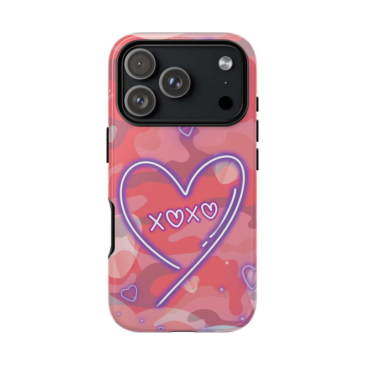 Love Heart Neon Camo Phone Case - Pink Phone Case - iPhone 17 Pro / Glossy