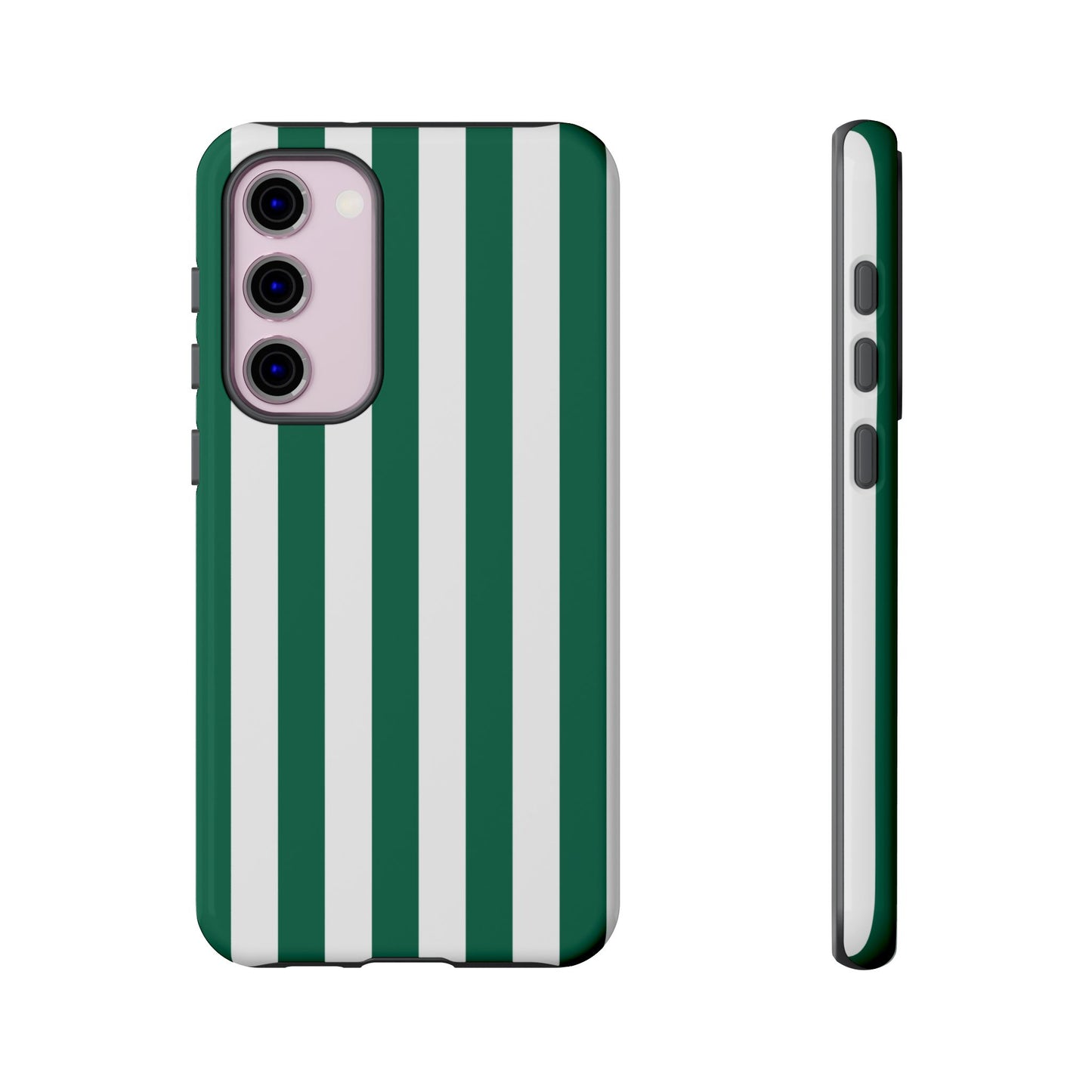 Samsung Galaxy S23 Plus / Glossy Phone Case - Simple Green & White Stripe Pattern Phone Case