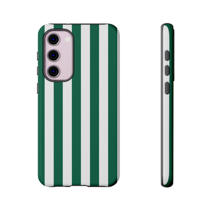 Samsung Galaxy S23 Plus / Glossy Phone Case - Simple Green & White Stripe Pattern Phone Case