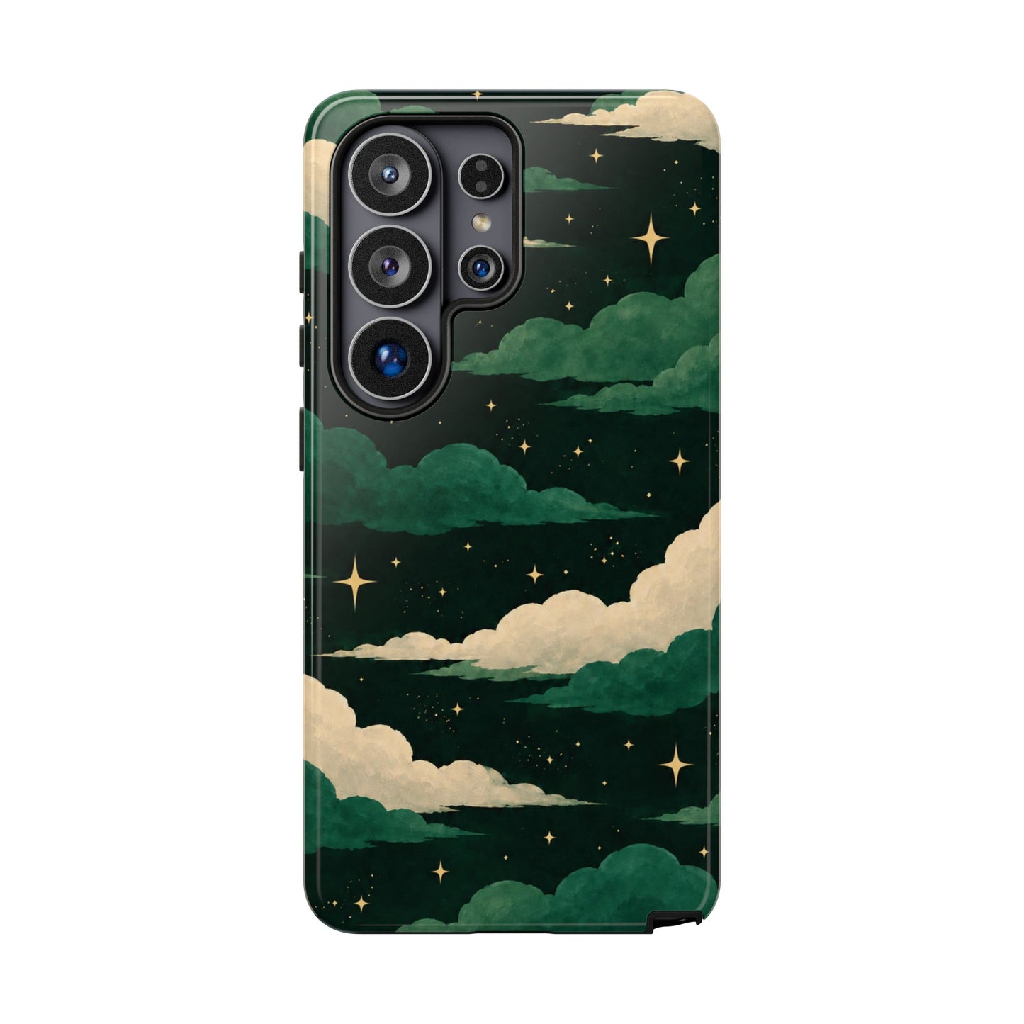 Illustrated Emerald Green Clouds & Stars Phone Case