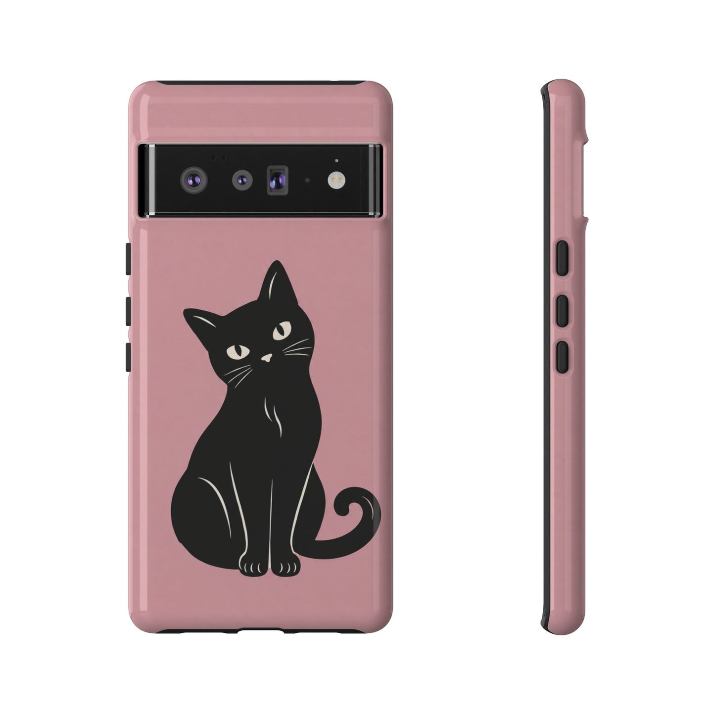 Minimalist Blush Pink & Black Cat Phone Case