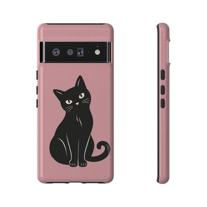 Minimalist Blush Pink & Black Cat Phone Case
