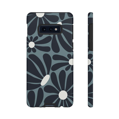 Samsung Galaxy S10E / Glossy Phone Case - ’Retro Navy Blue & White Daisy Pattern’ Phone Case
