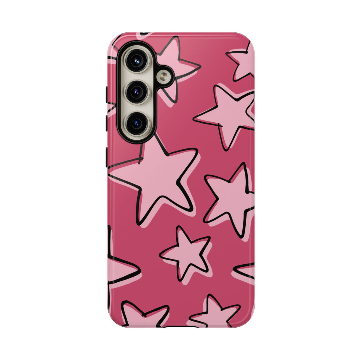 Raspberry Pink Doodle Star Phone Case