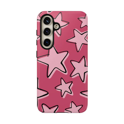 Raspberry Pink Doodle Star Phone Case