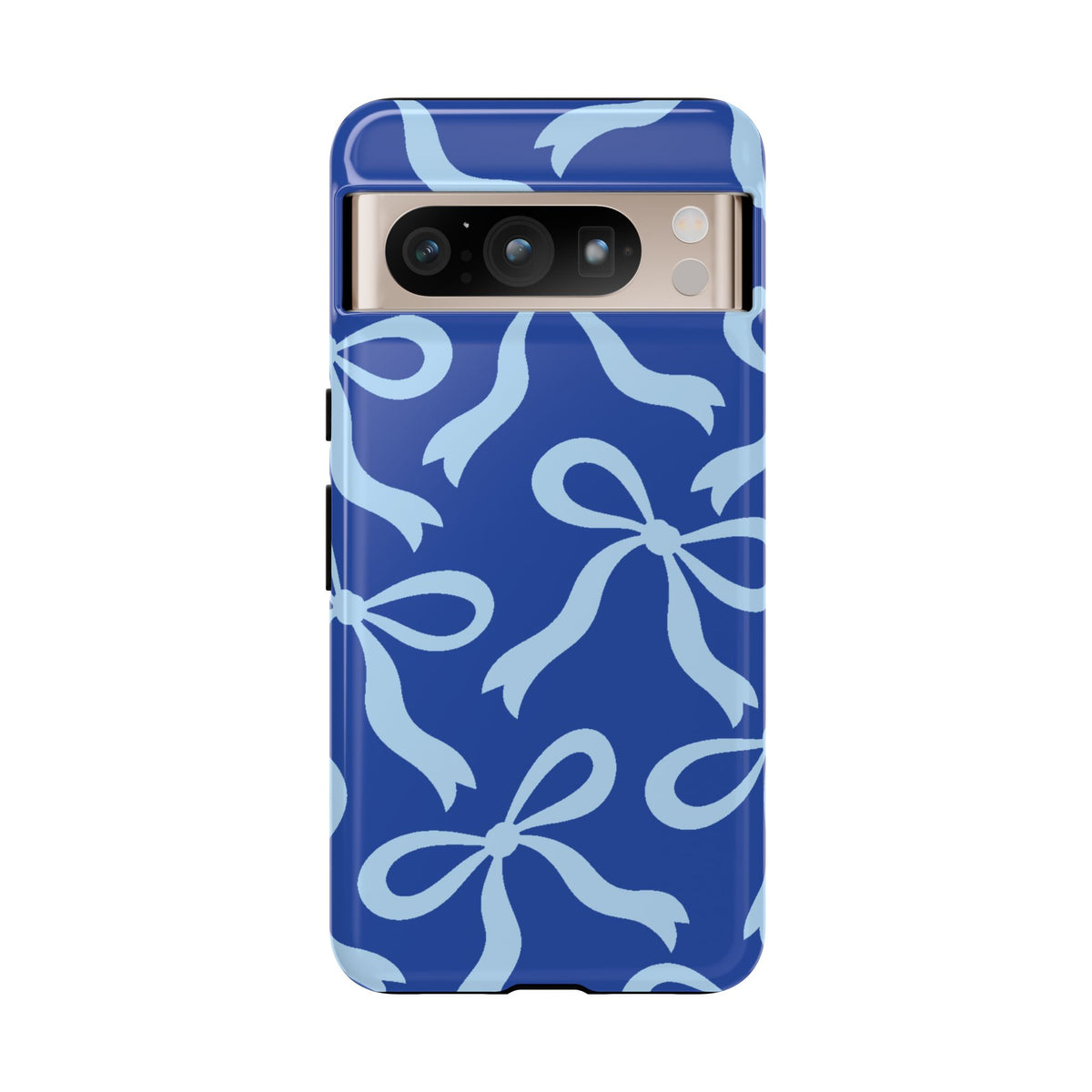 Bold Cobalt Blue and Powder Blue Bow Pattern Phone Case - Blue Phone Case - Google Pixel 8 Pro / Glossy
