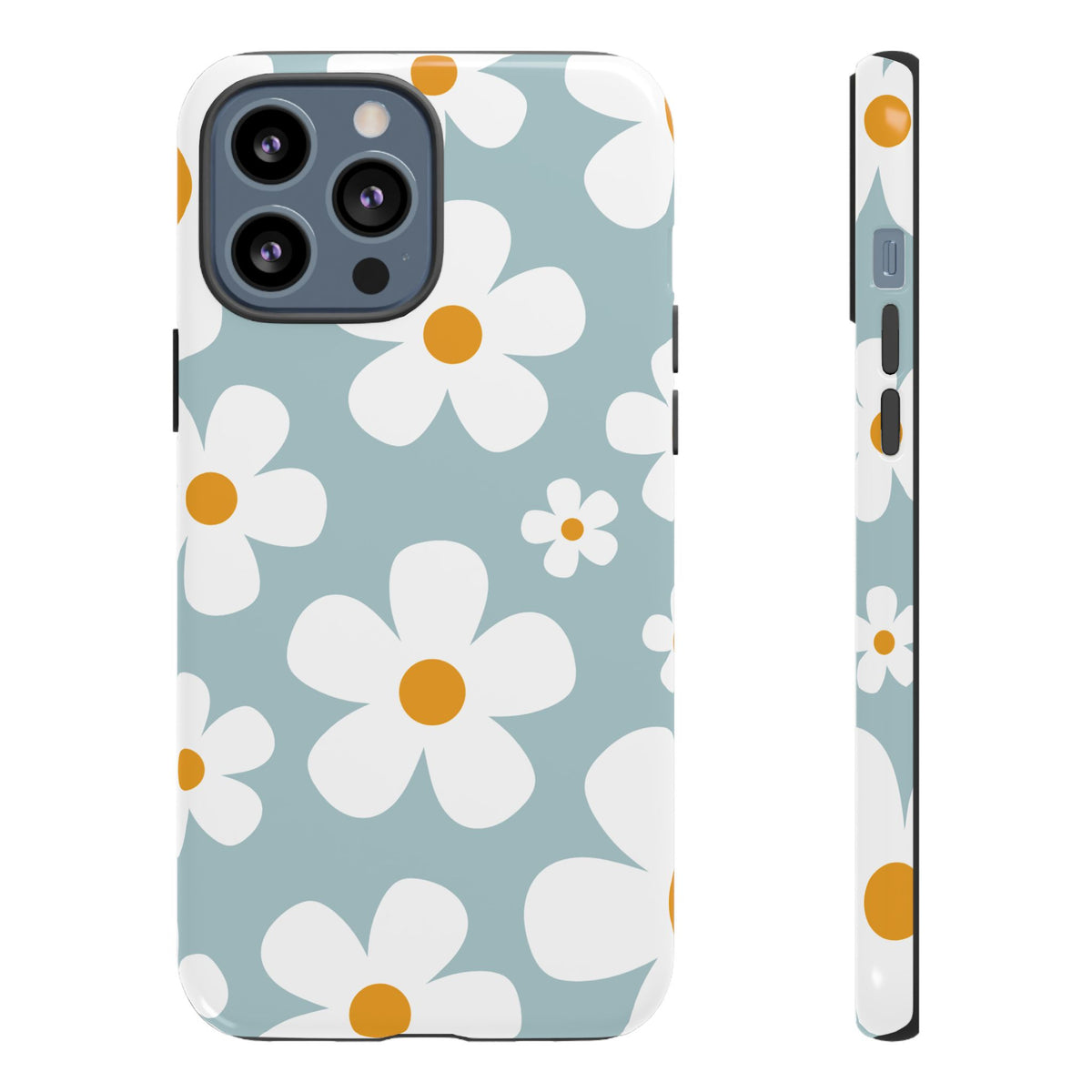 Cute Blue Daisy Pattern Phone Case - Blue Phone Case - iPhone 13 Pro Max / Glossy