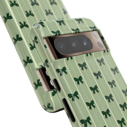Retro Forest Green Bow Pattern Phone Case