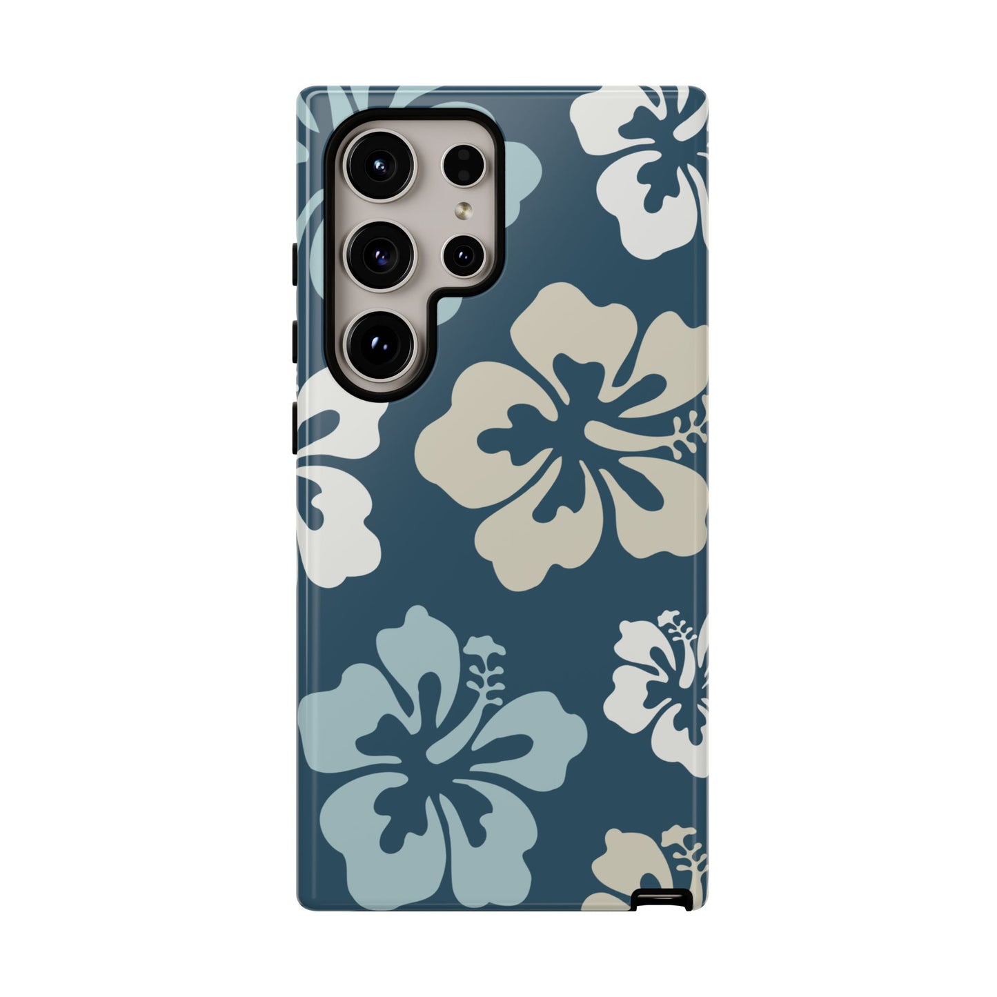 Samsung Galaxy S24 Ultra / Glossy Phone Case - ’Blue Hibiscus Retro Pattern #1’ Phone Case