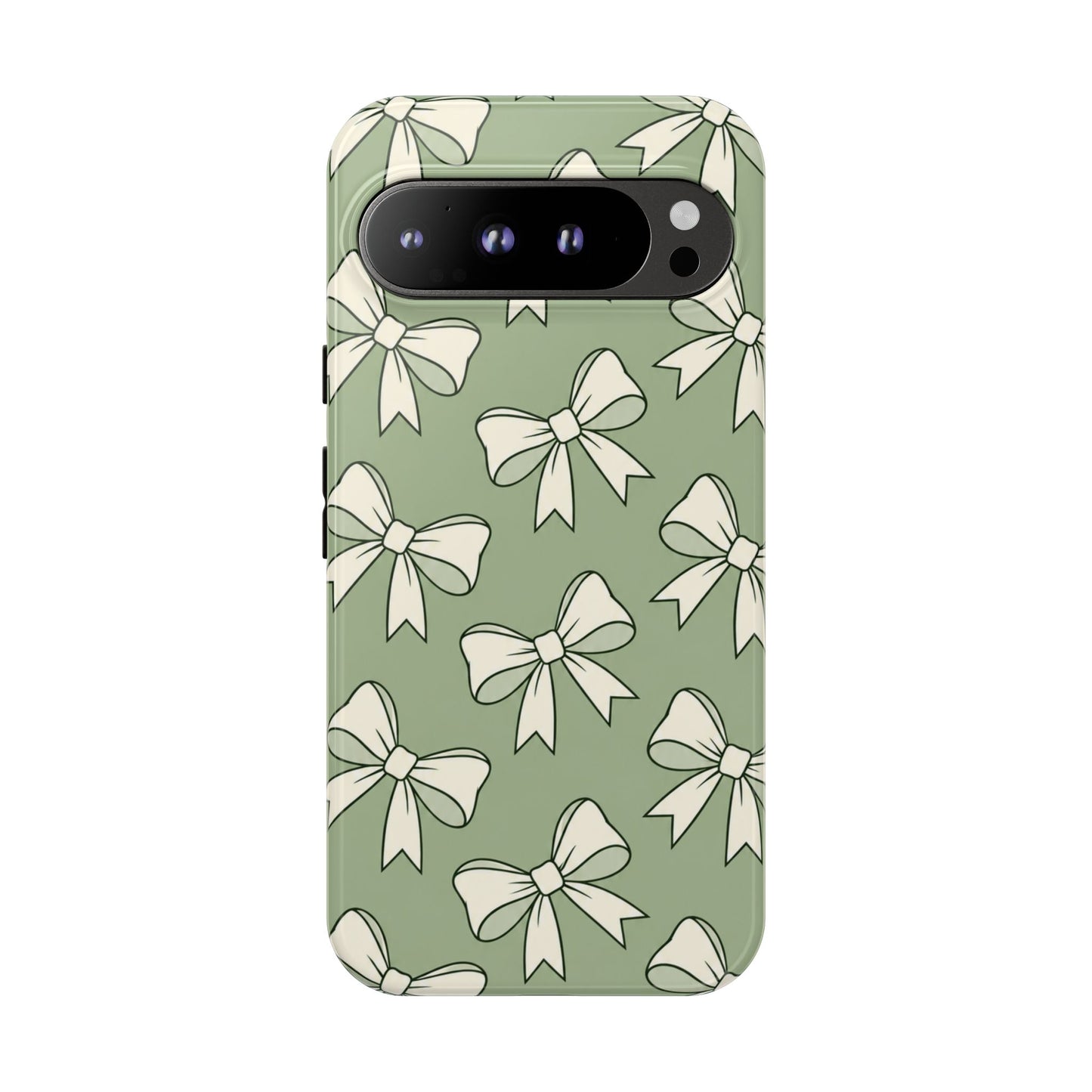 Chic Sage Green Bow Pattern Phone Case