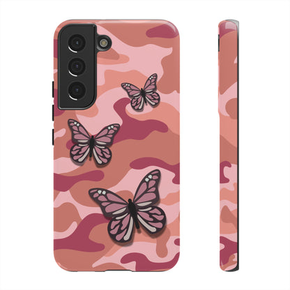 Samsung Galaxy S22 / Glossy Phone Case - Pink Butterfly Camo Phone Case