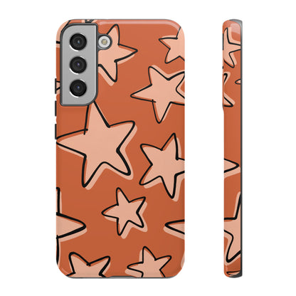 Burnt Orange Doodle Star Phone Case