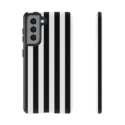 Samsung Galaxy S21 / Glossy Phone Case - Simple Black & White Stripe Pattern Phone Case