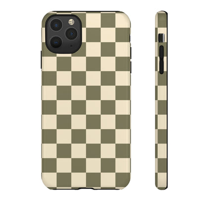 iPhone 11 Pro Max / Glossy Phone Case - ’Green Checkered Pattern’ Phone Case