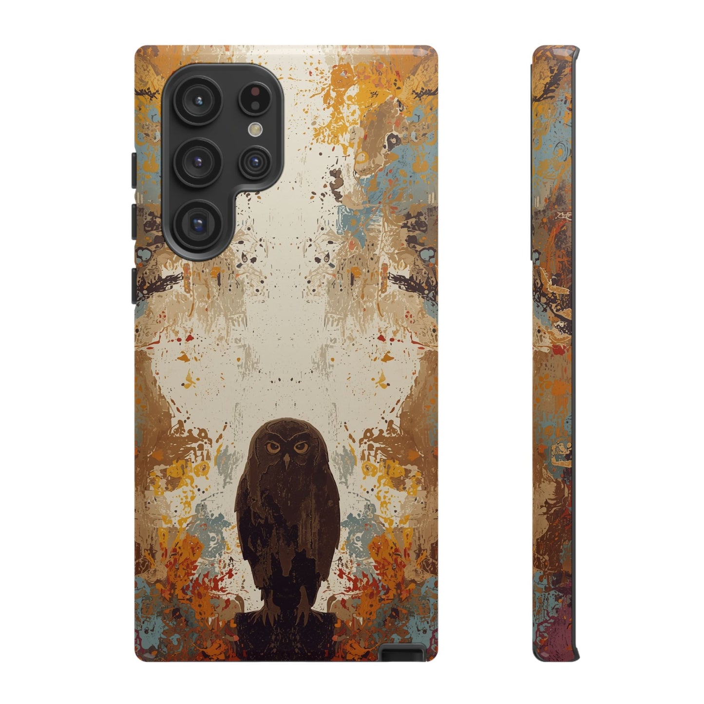Samsung Galaxy S22 Ultra / Glossy Phone Case - Abstract Owl Design Phone Case