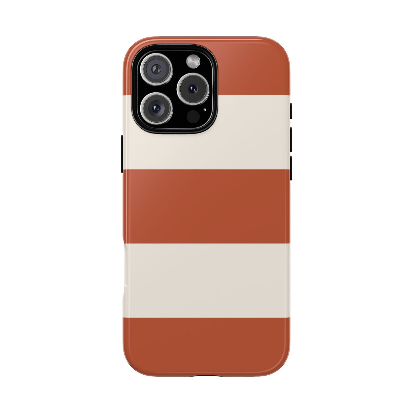 iPhone 16 Pro Max / Glossy Phone Case - Terracotta Horizontal Stripe Pattern Phone Case