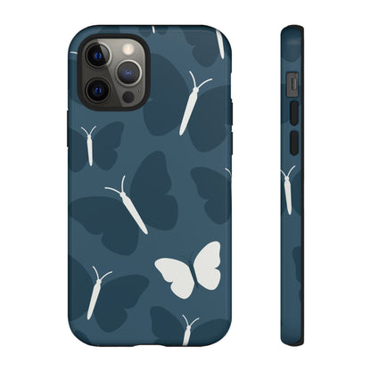 Minimalist Dark Blue Butterfly Pattern Phone Case - Blue Phone Case - iPhone 12 Pro / Glossy
