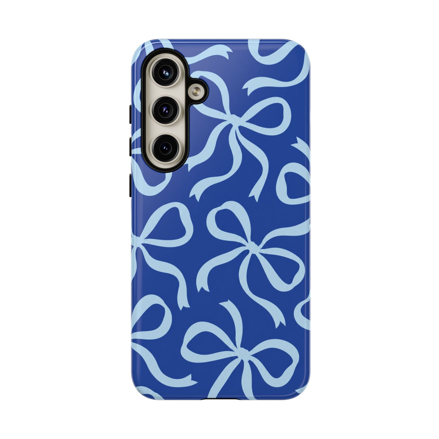 Bold Cobalt Blue and Powder Blue Bow Pattern Phone Case