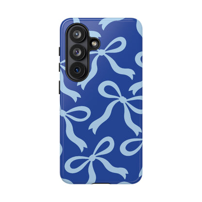 Bold Cobalt Blue and Powder Blue Bow Pattern Phone Case - Blue Phone Case - Samsung Galaxy S26 / Glossy