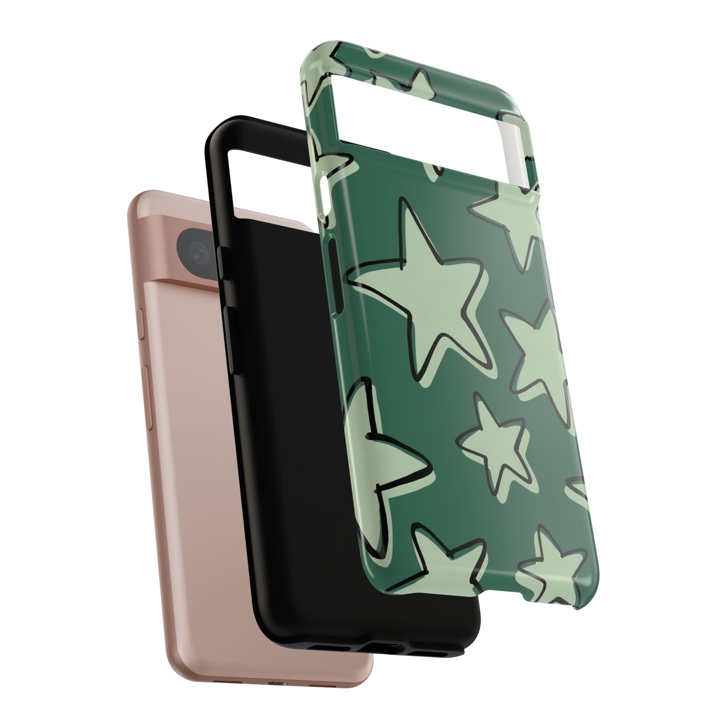 Forest Green Doodle Star Phone Case